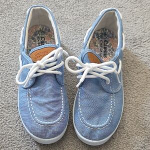 Canvas Casual Light Blue Women's Boat Loafers